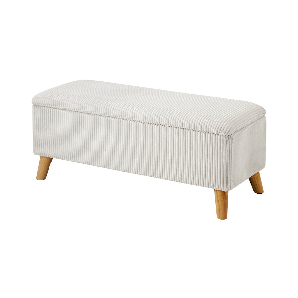 Beige Large Polyester Storage Ottoman Blanket Box