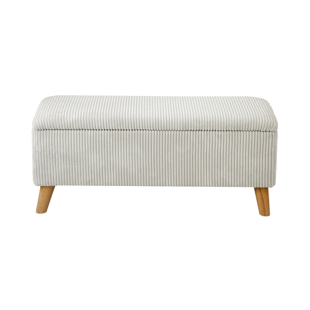 Beige Large Polyester Storage Ottoman Blanket Box
