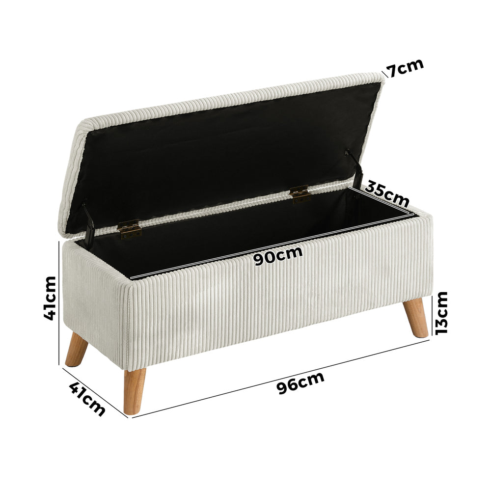 Beige Large Polyester Storage Ottoman Blanket Box