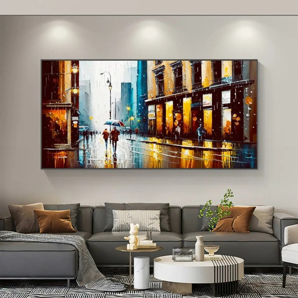 Handmade Oil Painting Canvas Wall Art Decoration Modern Abstract Urban Architectural Street Scenes For Home Decor Rolled Frameless Unstretched Painting