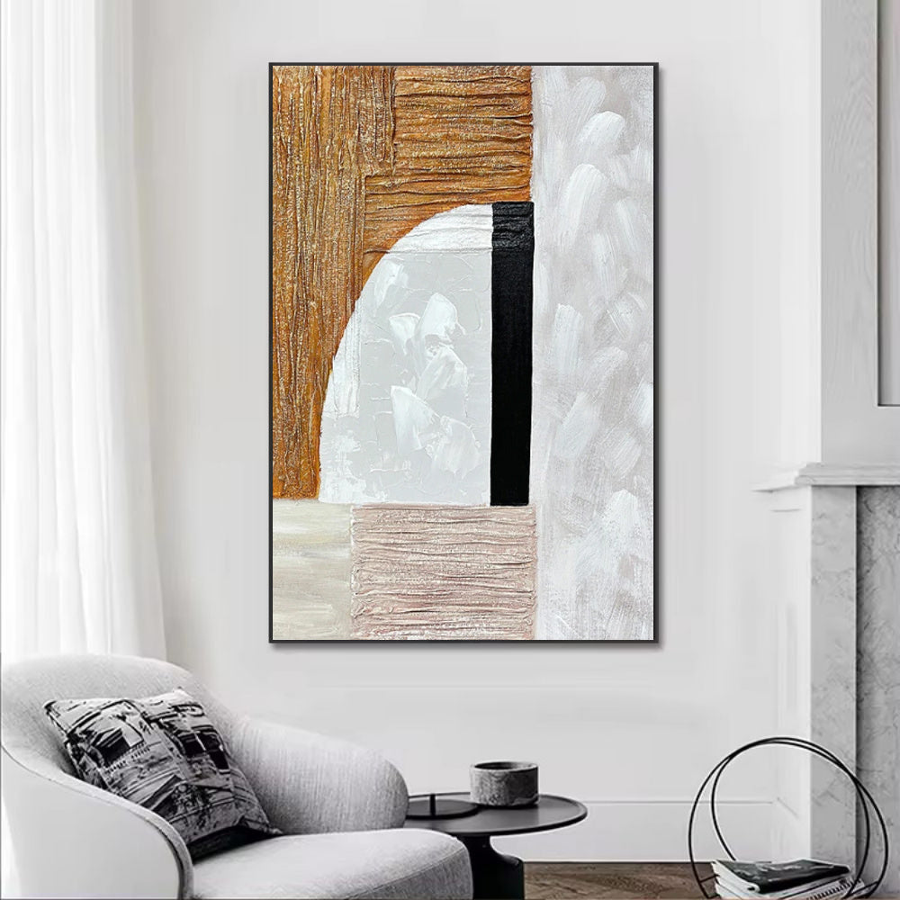 Modern Gold Simple Abstract Handmade Oil Painting Original Decoration Living Room Contemporary Home Decor Wall Art