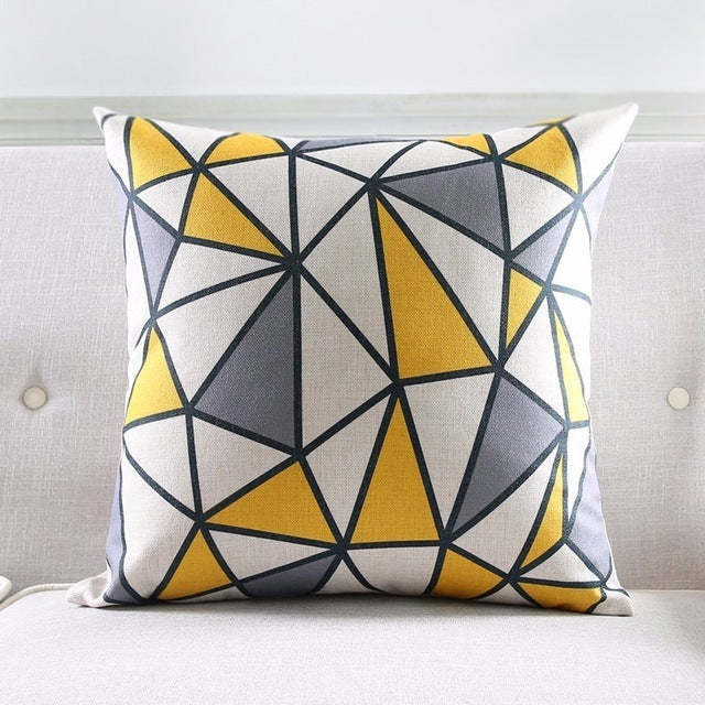 Nordic Geometric Linen Cushion Cover – 45×45cm | Minimalist Decorative Throw Pillow