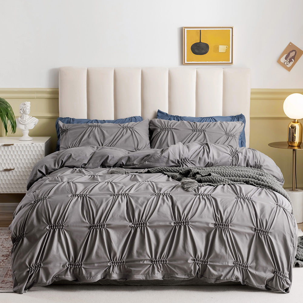 Craftsmanship Plain Solid Color Quilt Cover Pillowcase Bedding