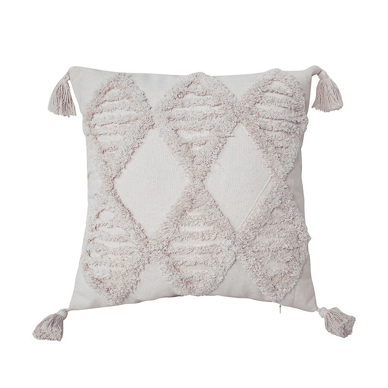 Tufted Cotton-Linen Cushion Cover – 45×45cm | Boho Textured Throw Pillowcase