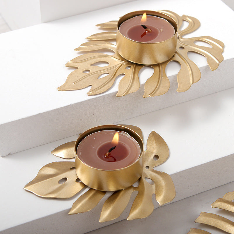 Metal turtle Leaf Ornament Candle Holder