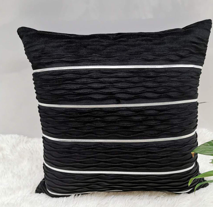 Velvet Luxe Striped Cushion Cover – 45×45cm | Soft Plush Throw Pillow Case