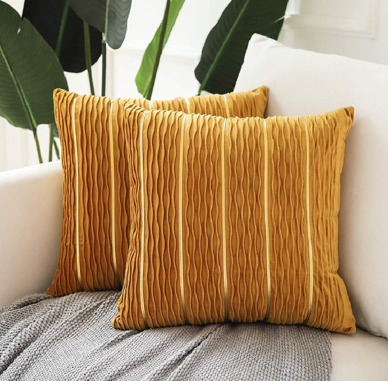 Velvet Luxe Striped Cushion Cover – 45×45cm | Soft Plush Throw Pillow Case