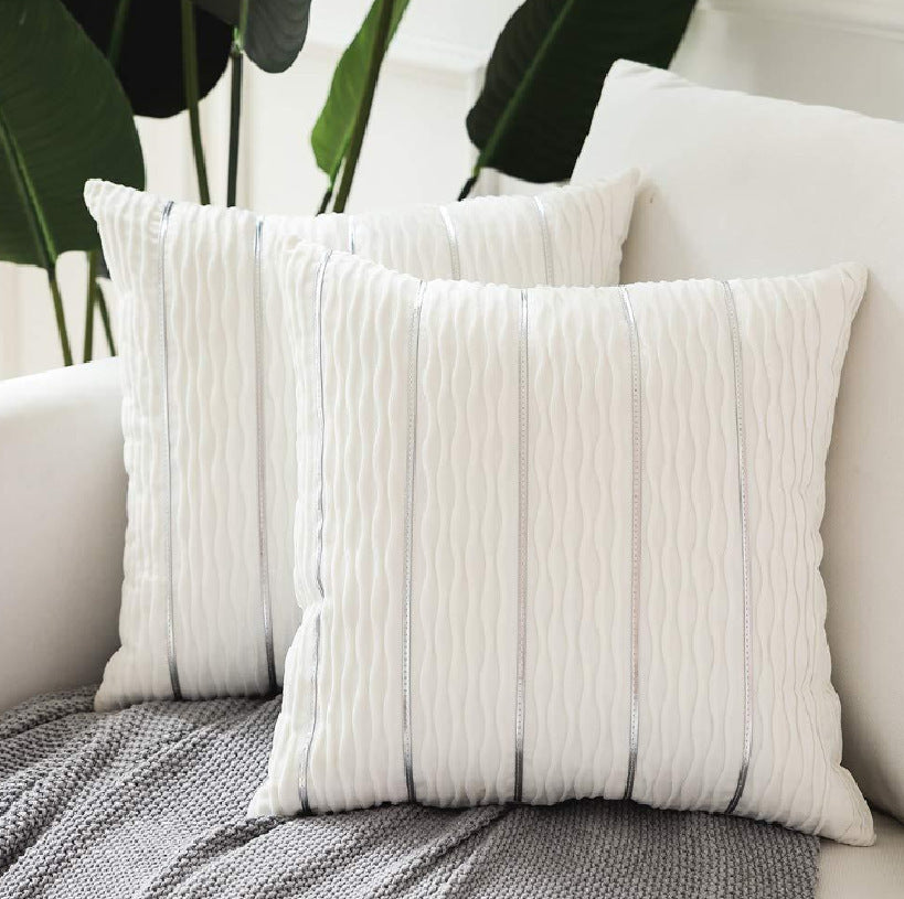 Velvet Luxe Striped Cushion Cover – 45×45cm | Soft Plush Throw Pillow Case