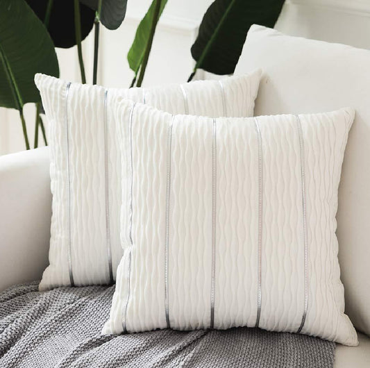 Velvet Luxe Striped Cushion Cover – 45×45cm | Soft Plush Throw Pillow Case