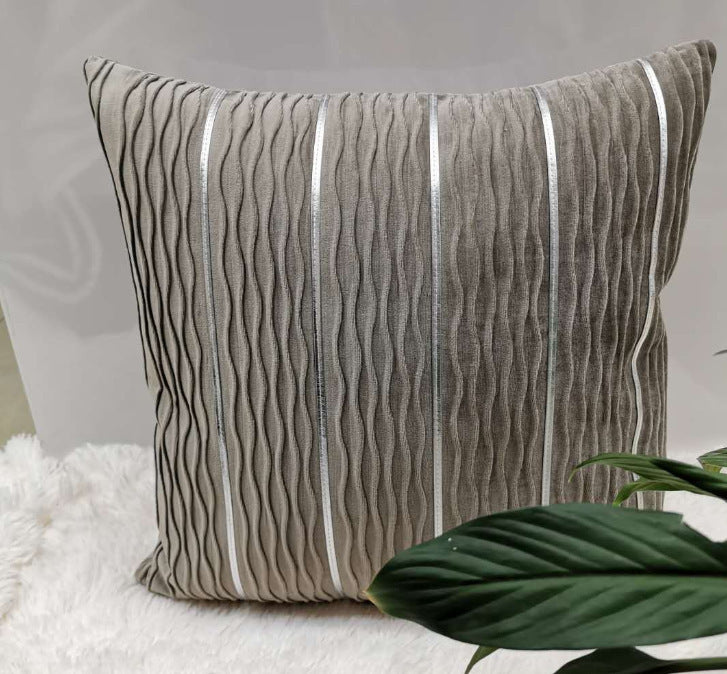 Velvet Luxe Striped Cushion Cover – 45×45cm | Soft Plush Throw Pillow Case