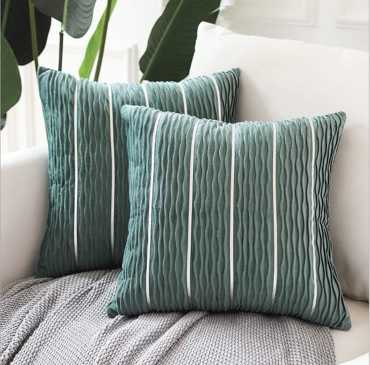 Velvet Luxe Striped Cushion Cover – 45×45cm | Soft Plush Throw Pillow Case