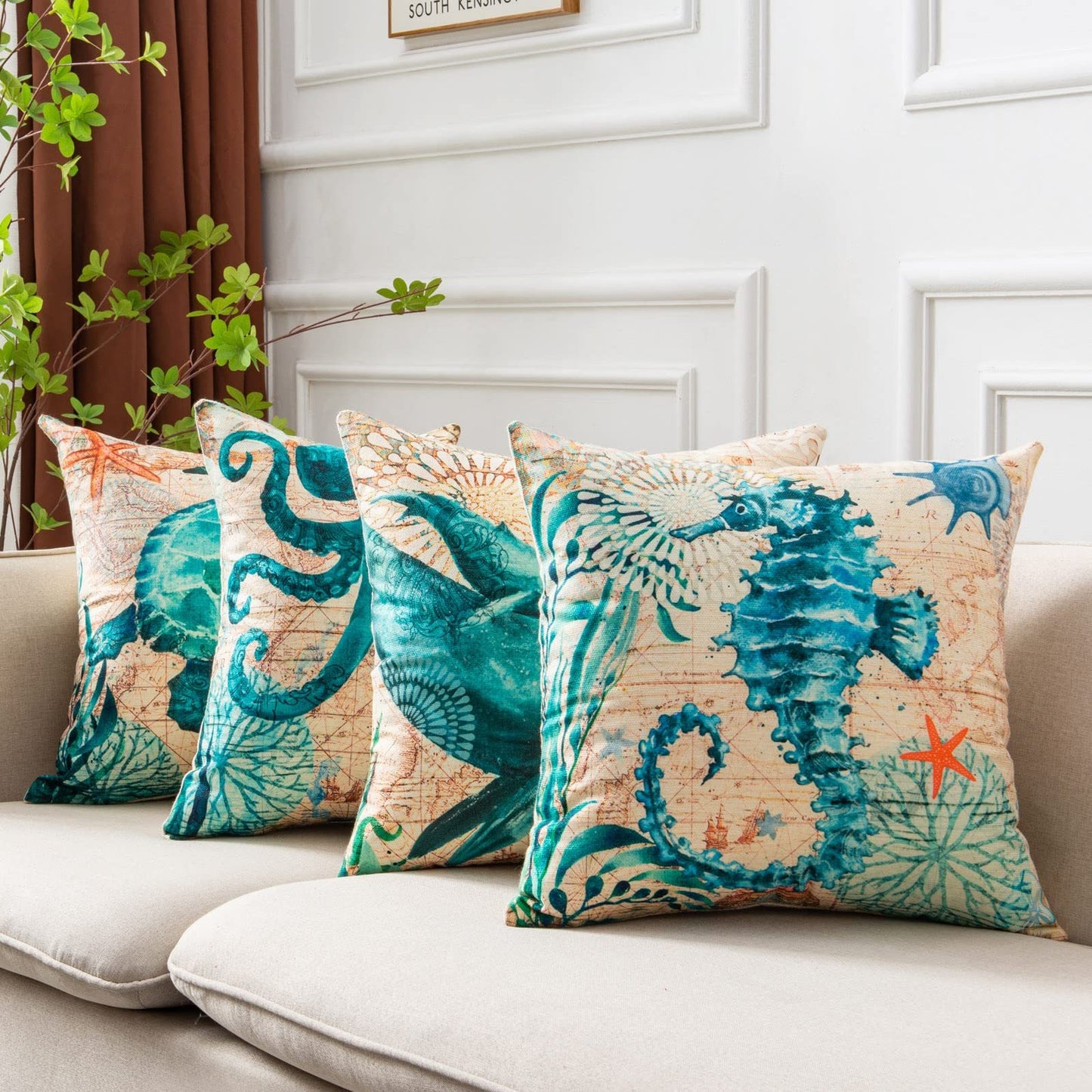 Turtle Printed Cushion Cover – 45x45cm | Modern Throw Pillow Case