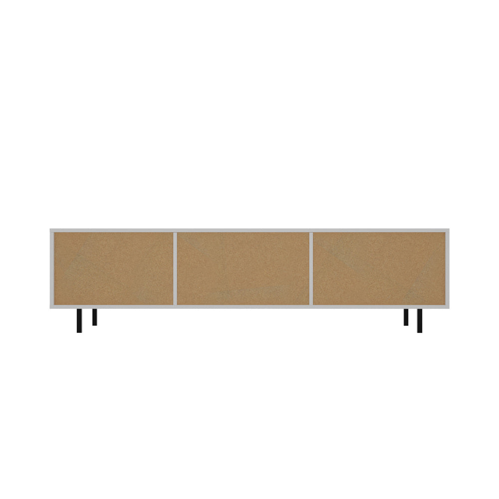 White TV Stand Cabinet Entertainment Unit with Tempered Glass Doors