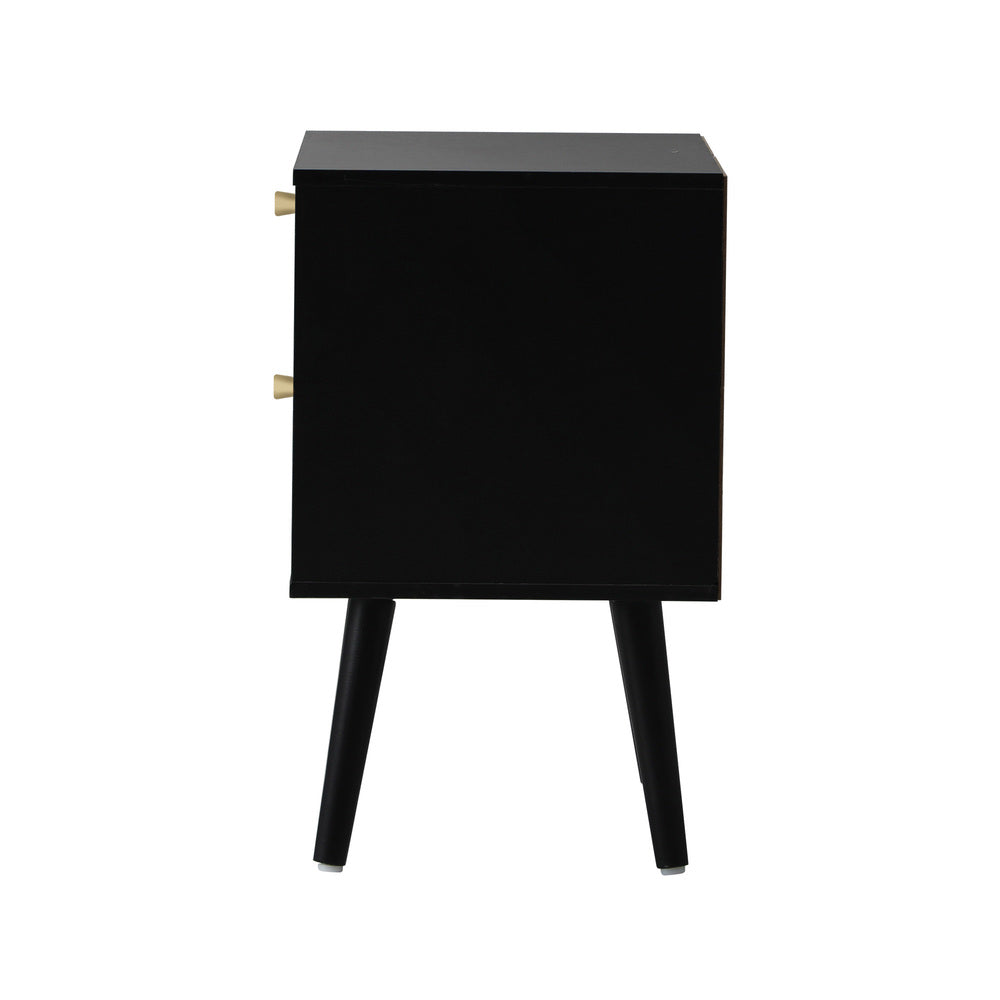 Set of 2 Rattan Bedside Tables with 2 Drawers Storage Cabinet