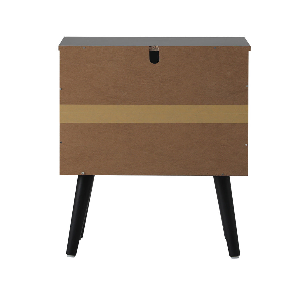 Set of 2 Rattan Bedside Tables with 2 Drawers Storage Cabinet