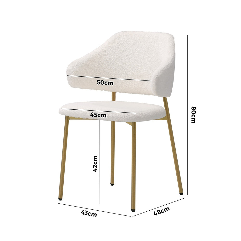 Set of 2 Sherpa Dining Chairs Gold and White