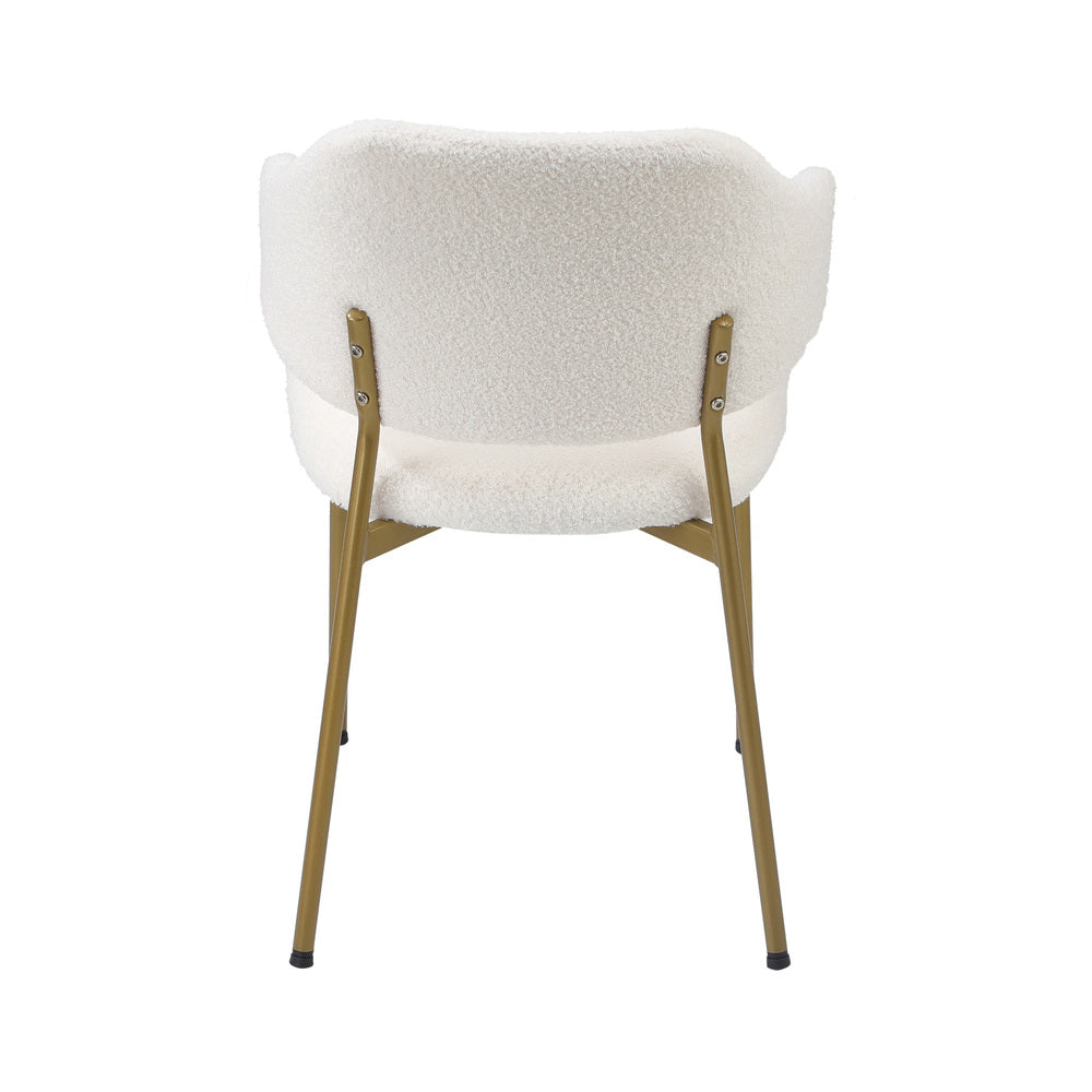 Set of 2 Sherpa Dining Chairs Gold and White