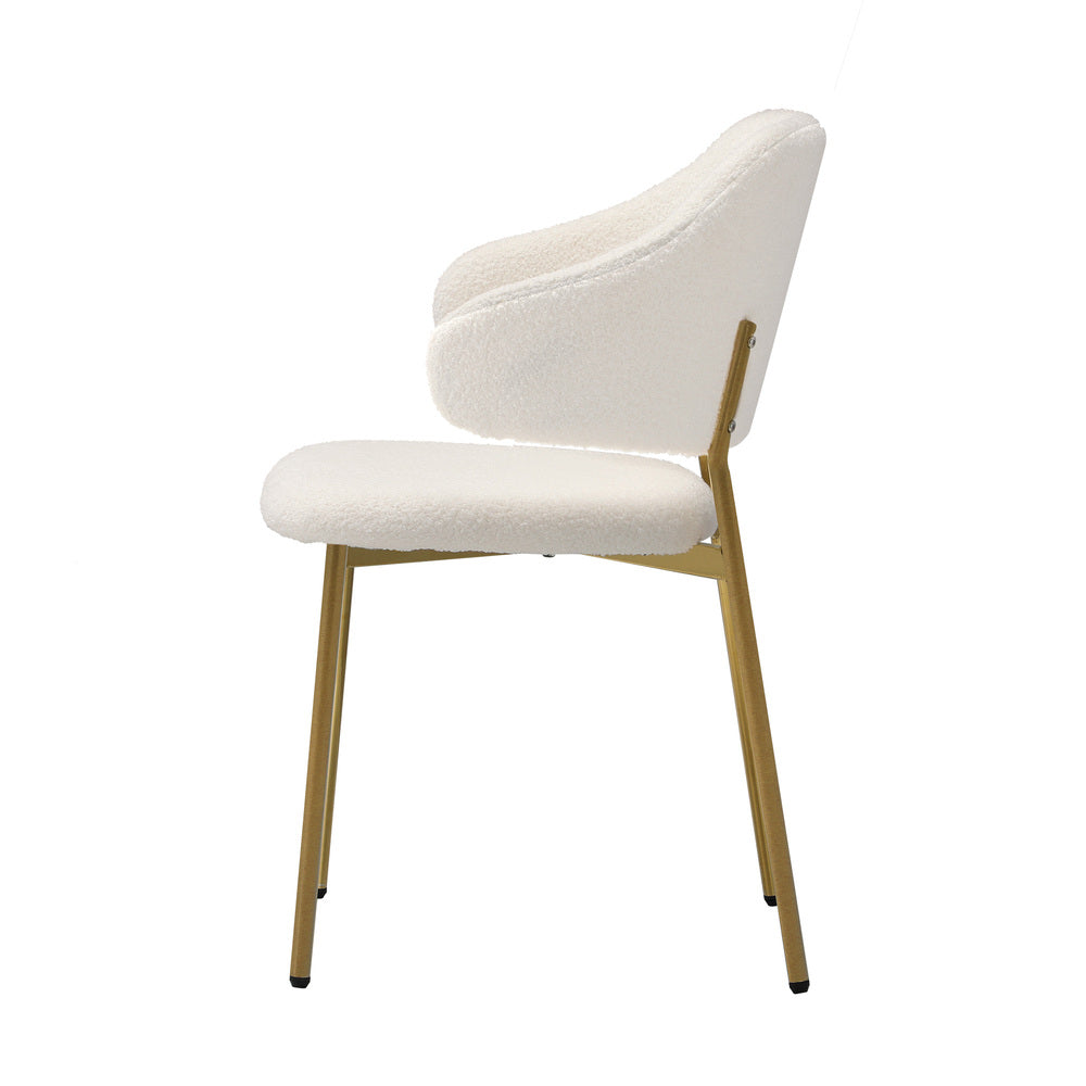 Set of 2 Sherpa Dining Chairs Gold and White