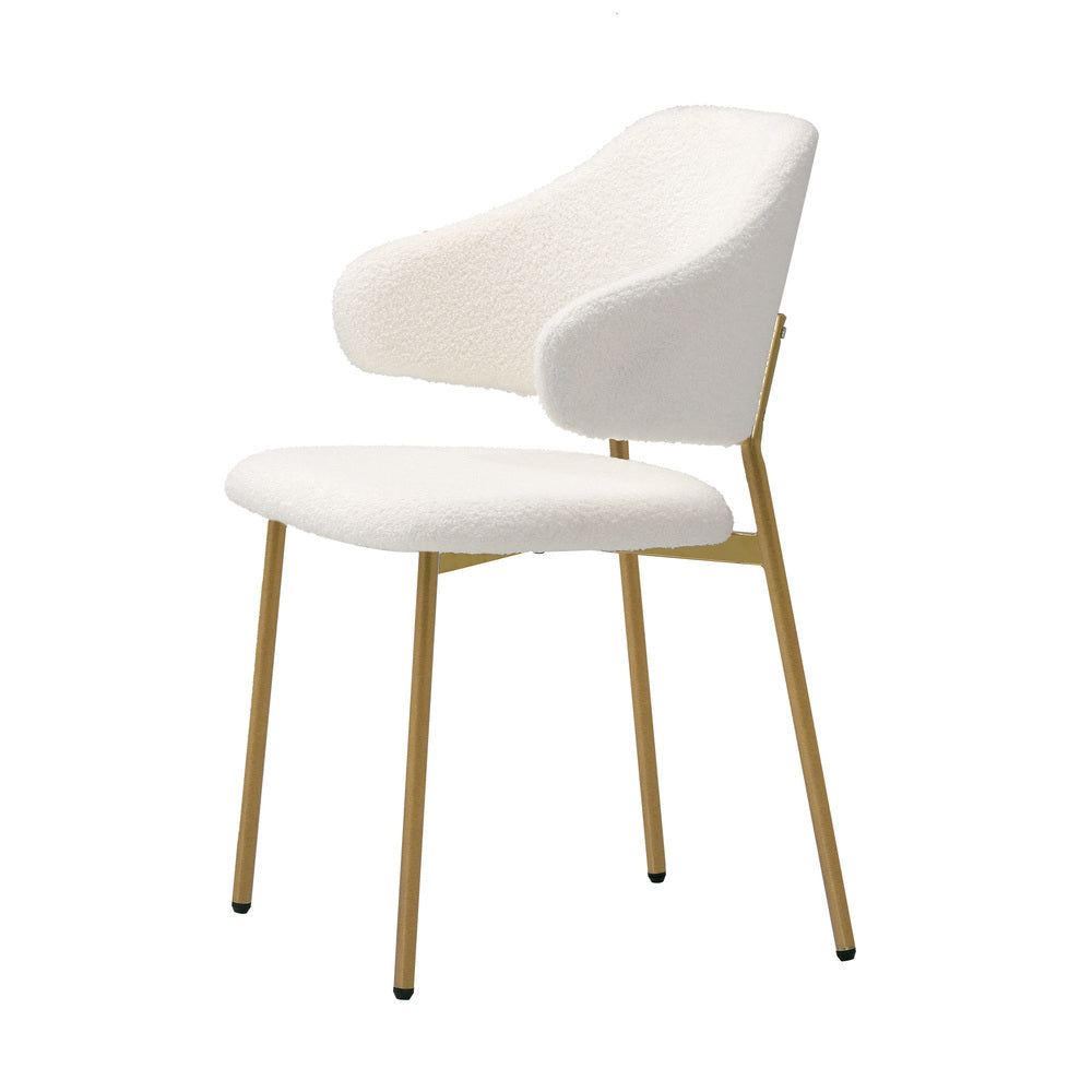 Set of 2 Sherpa Dining Chairs Gold and White