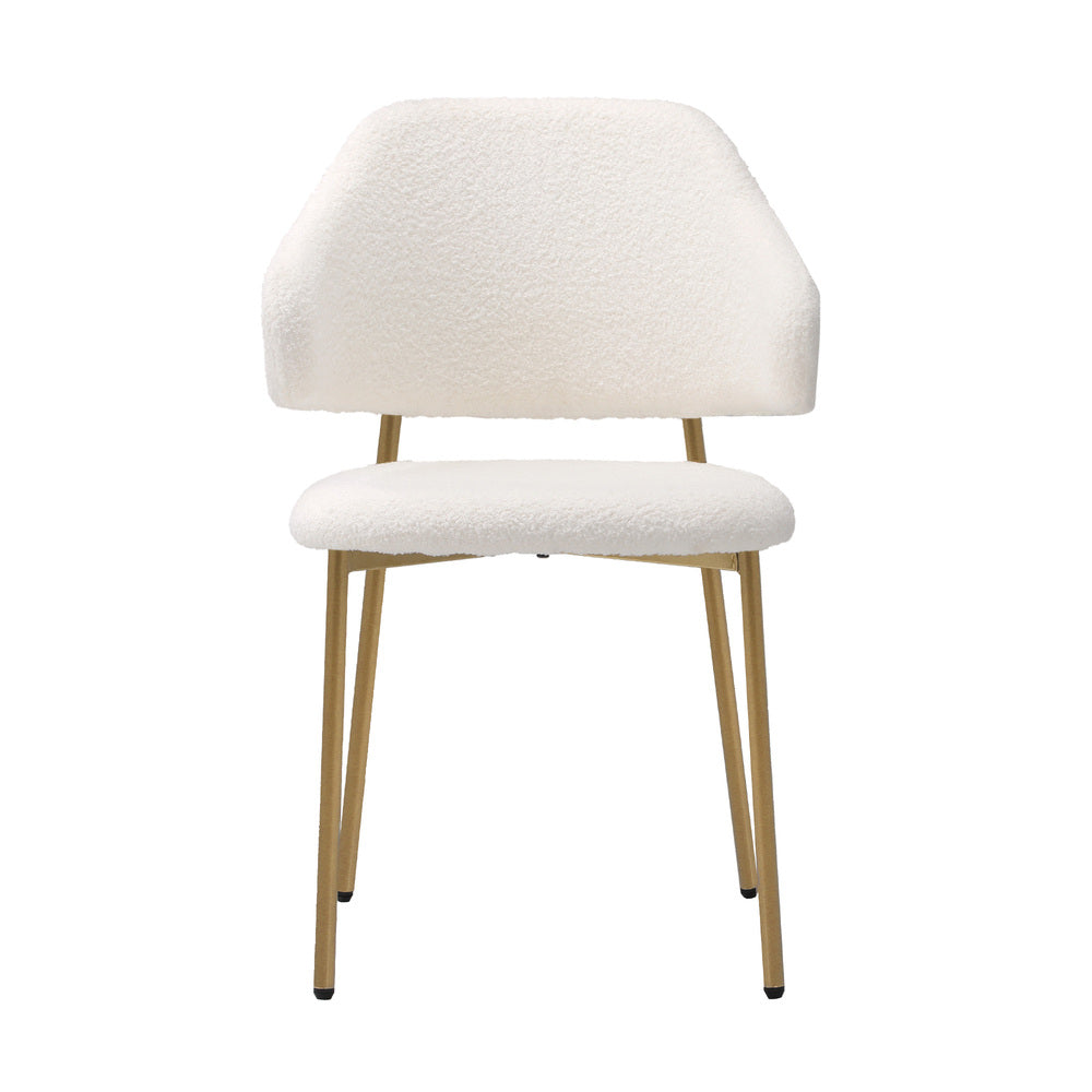 Set of 2 Sherpa Dining Chairs Gold and White