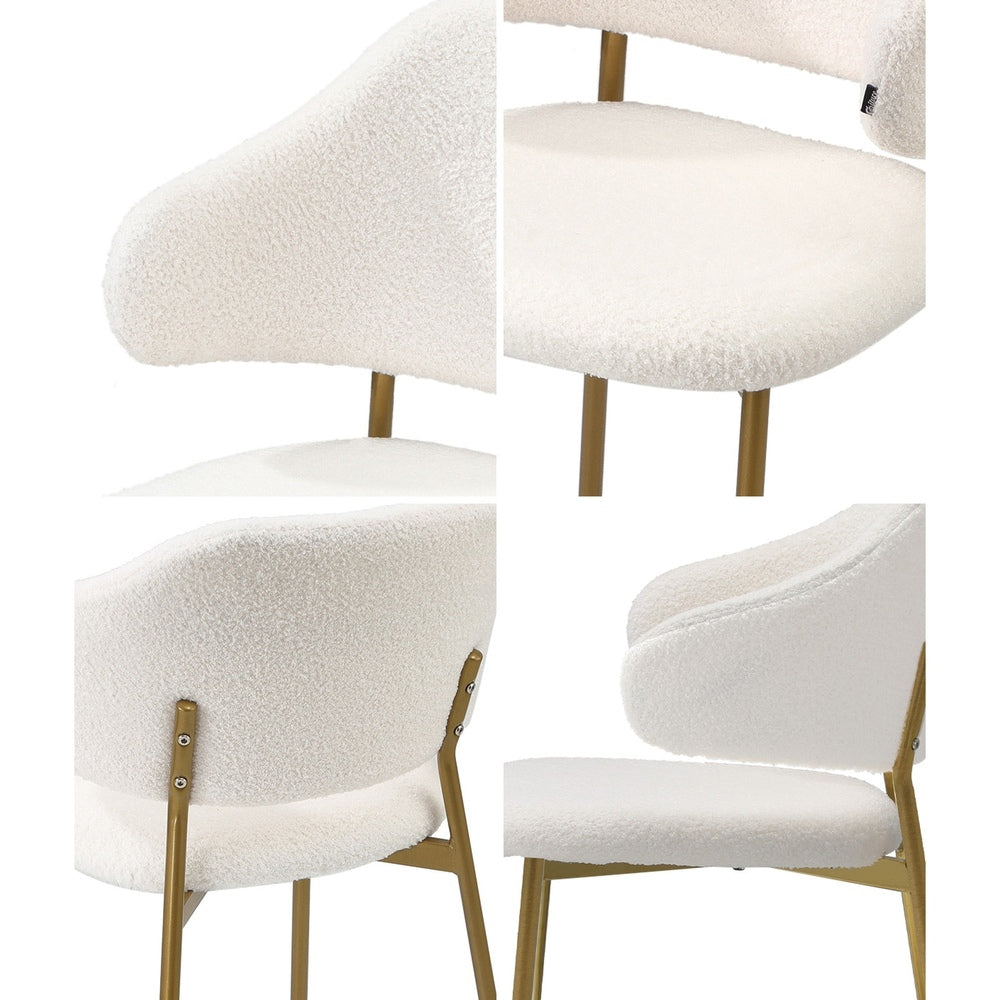 Set of 2 Sherpa Dining Chairs Gold and White