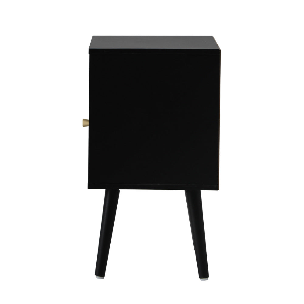 Set of 2 Rattan Bedside Tables with Storage Drawer and Shelf