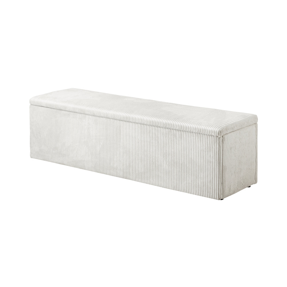 Beige XL Polyester Storage Ottoman Blanket Box