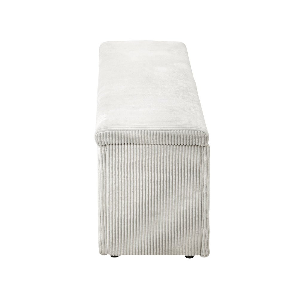 Beige XL Polyester Storage Ottoman Blanket Box