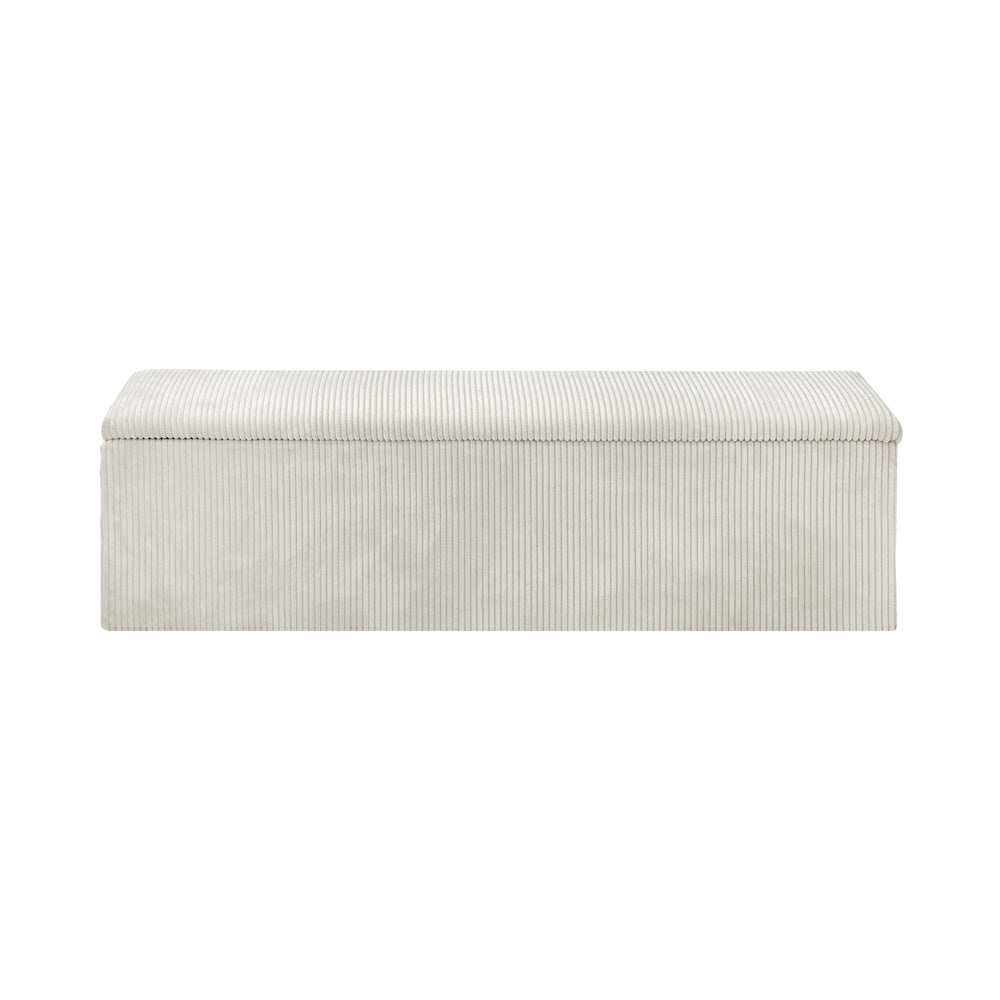 Beige XL Polyester Storage Ottoman Blanket Box