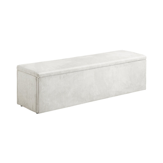 Beige XL Polyester Storage Ottoman Blanket Box