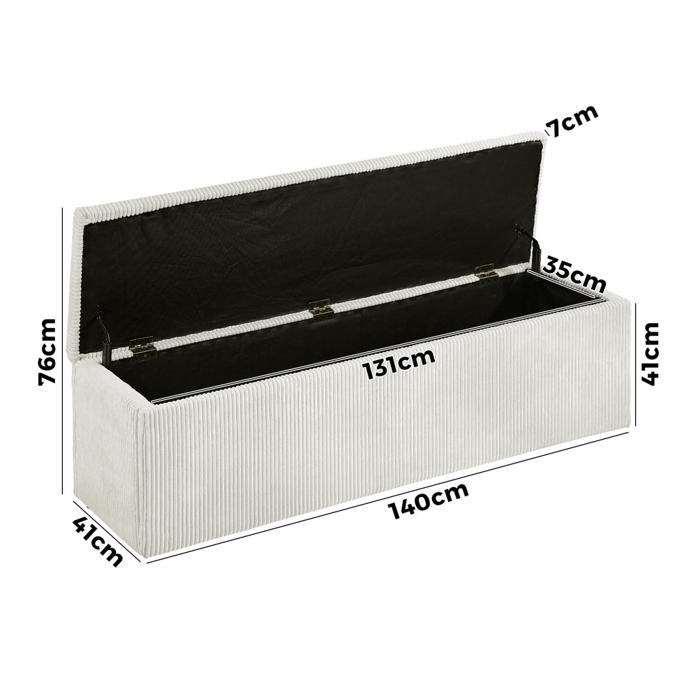 Beige XL Polyester Storage Ottoman Blanket Box