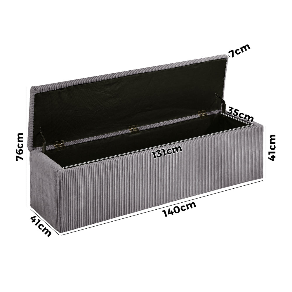 Grey XL Polyester Storage Ottoman Blanket Box