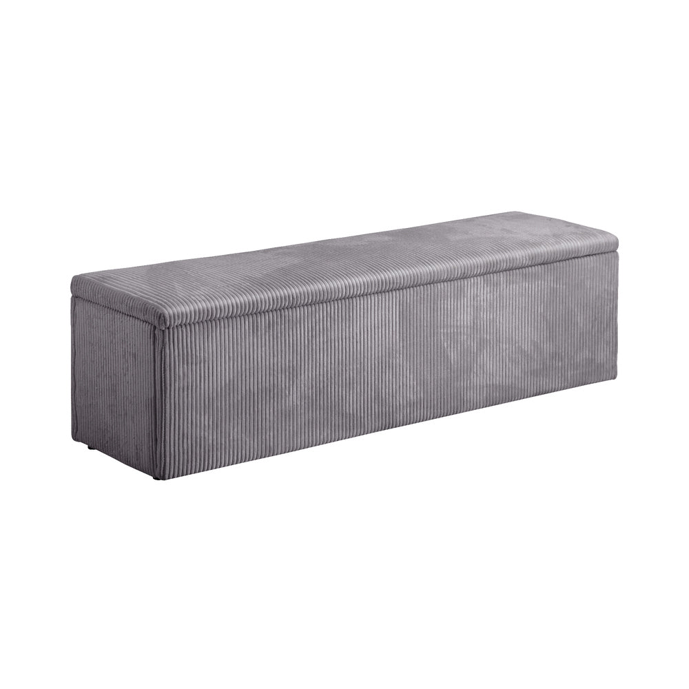 Grey XL Polyester Storage Ottoman Blanket Box