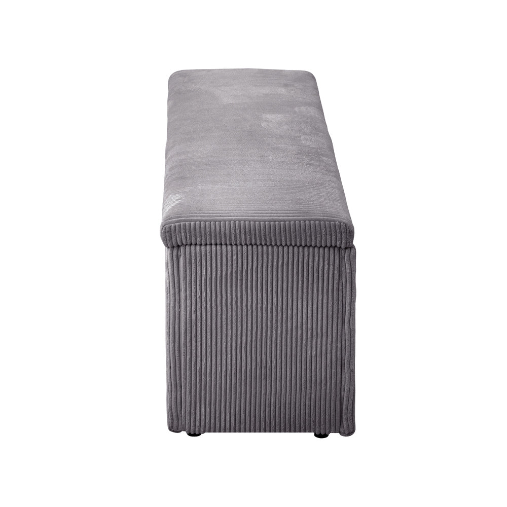 Grey XL Polyester Storage Ottoman Blanket Box