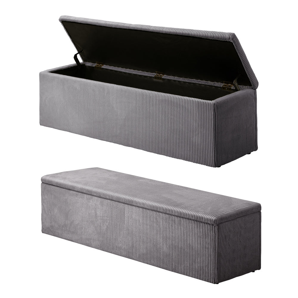 Grey XL Polyester Storage Ottoman Blanket Box