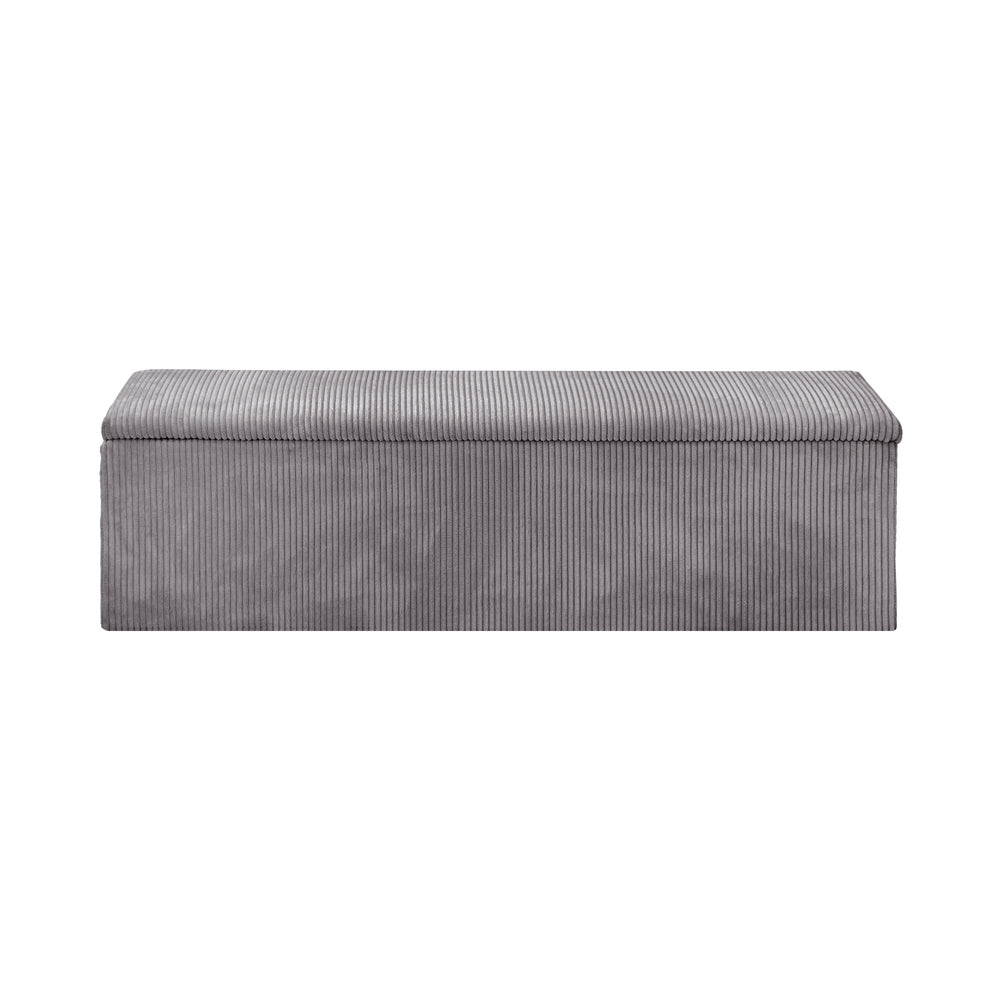 Grey XL Polyester Storage Ottoman Blanket Box