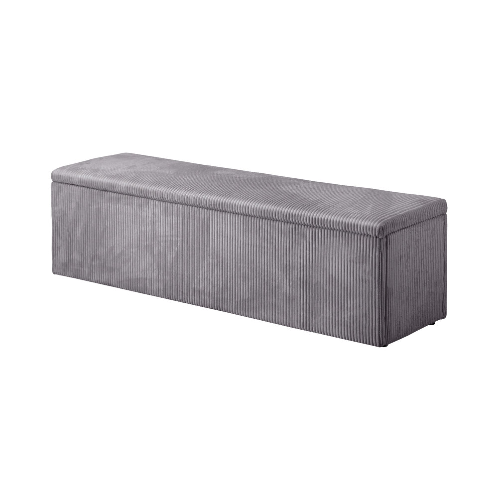 Grey XL Polyester Storage Ottoman Blanket Box