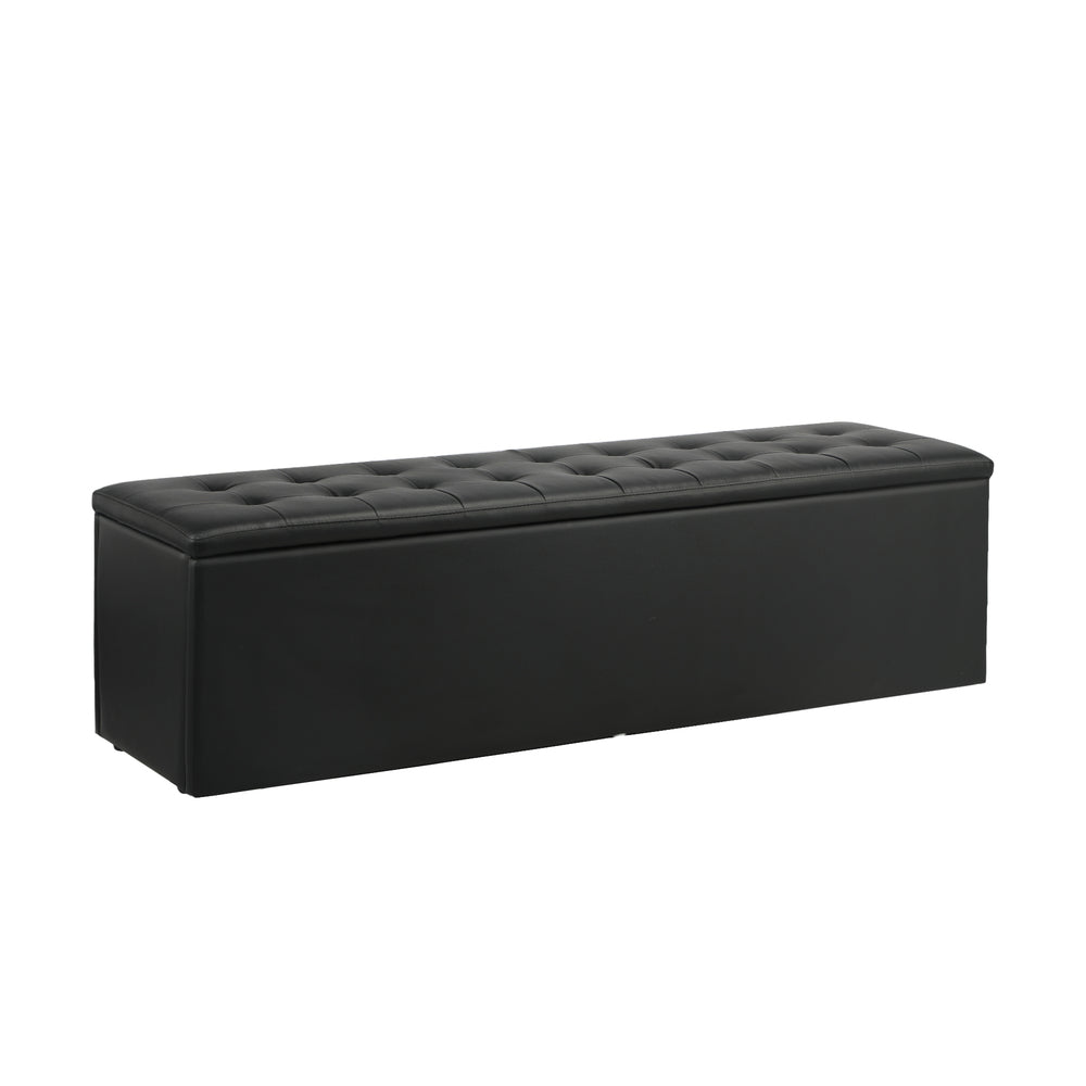 Black XL PU Leather Storage Ottoman