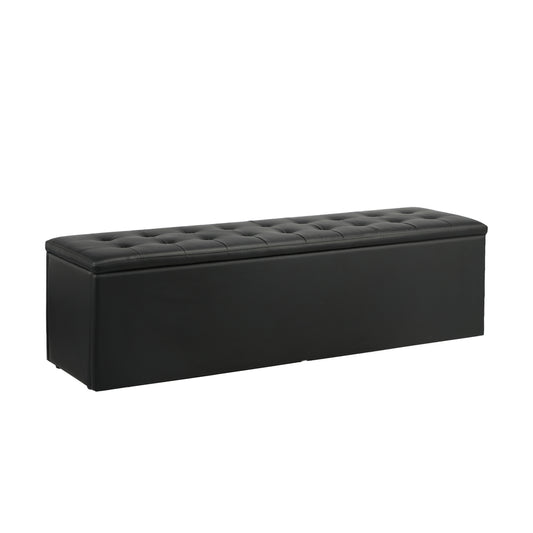 Black XL PU Leather Storage Ottoman