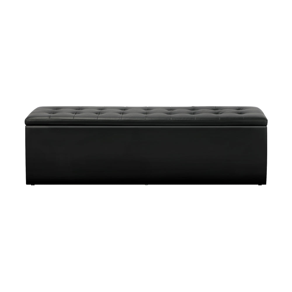Black XL PU Leather Storage Ottoman