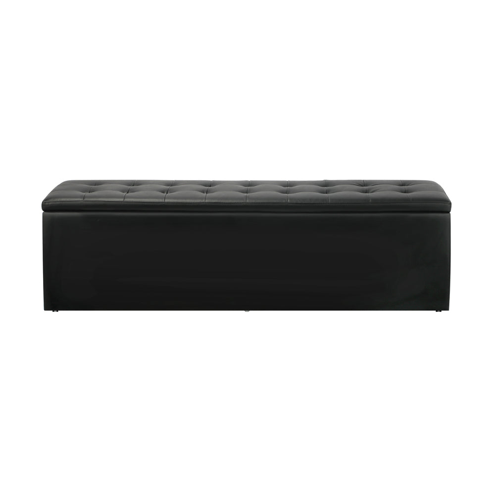 Black XL PU Leather Storage Ottoman