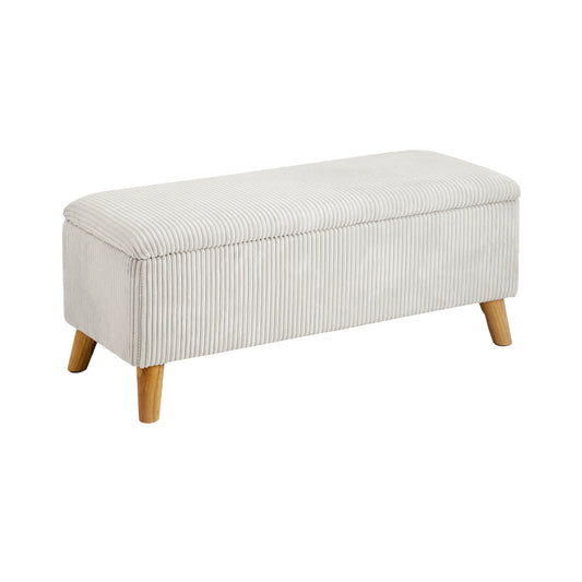 Beige Large Polyester Storage Ottoman Blanket Box