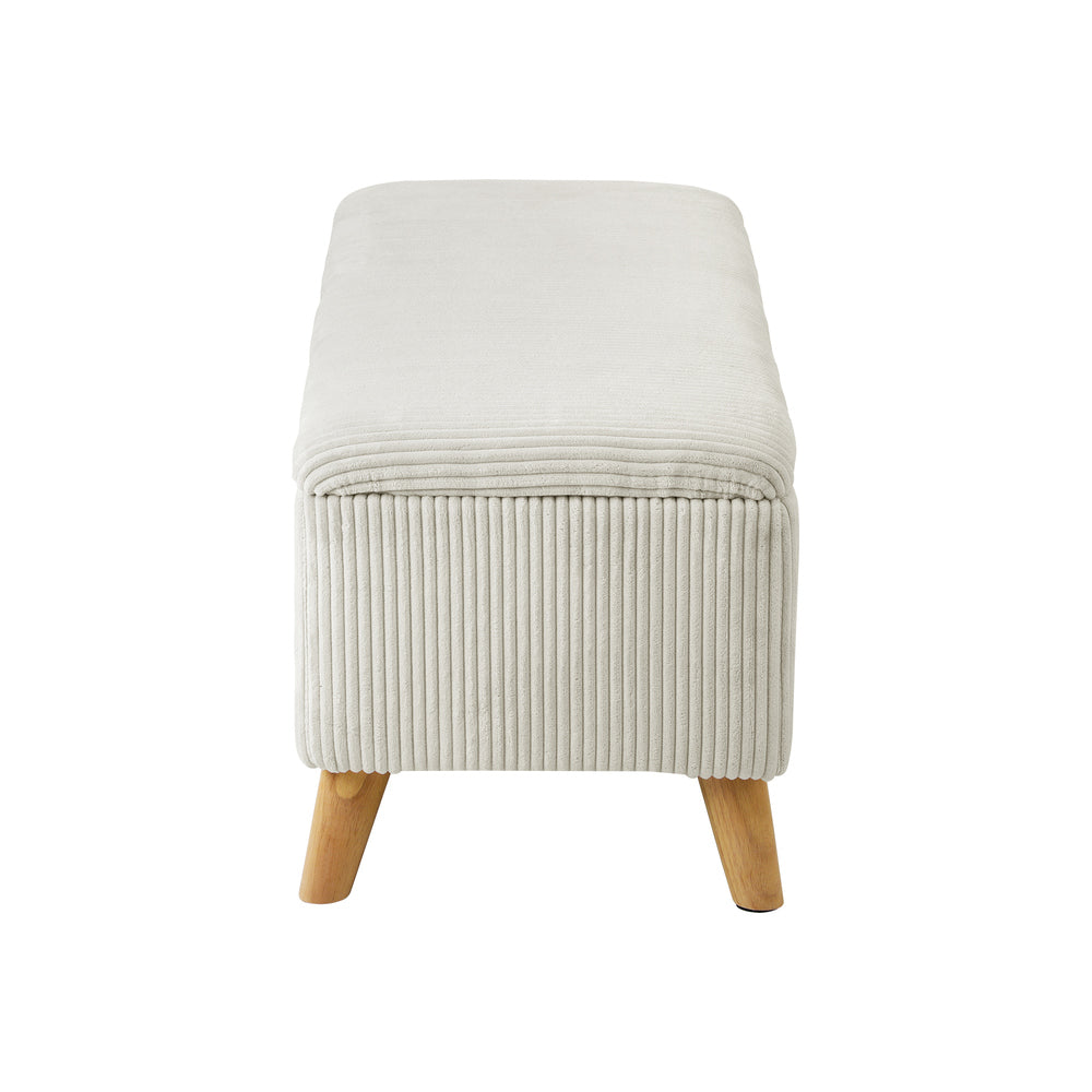 Beige Large Polyester Storage Ottoman Blanket Box