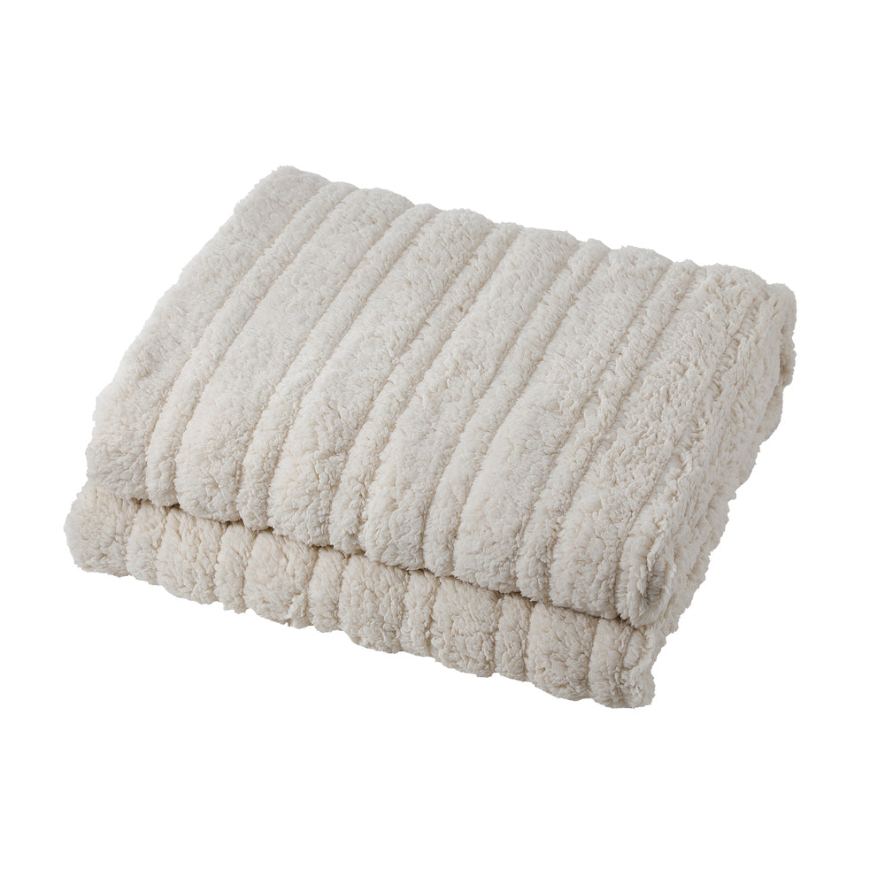 Navy and Beige Electric Heated Sherpa Throw Blanket