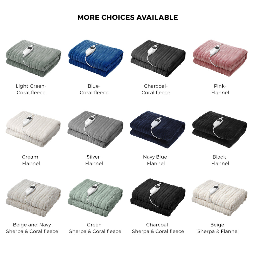 Charcoal Electric Heated Sherpa Throw Blanket
