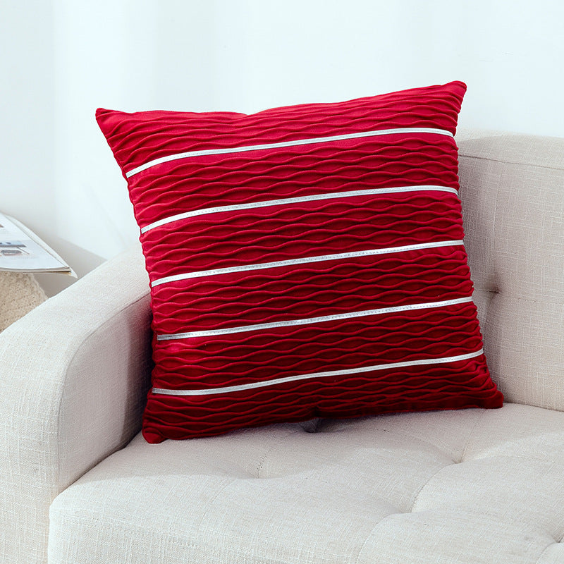 Velvet Luxe Striped Cushion Cover – 45×45cm | Soft Plush Throw Pillow Case