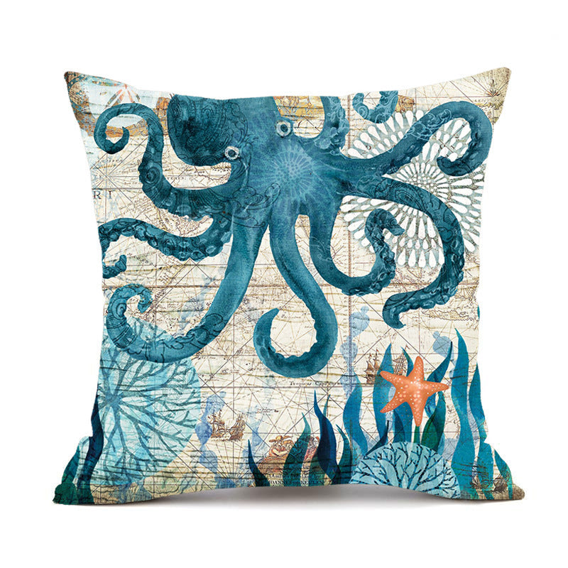 Turtle Printed Cushion Cover – 45x45cm | Modern Throw Pillow Case