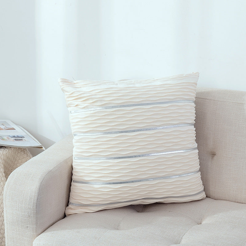 Velvet Luxe Striped Cushion Cover – 45×45cm | Soft Plush Throw Pillow Case