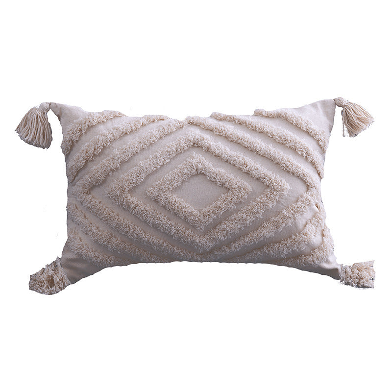 Tufted Cotton-Linen Cushion Cover – 45×45cm | Boho Textured Throw Pillowcase