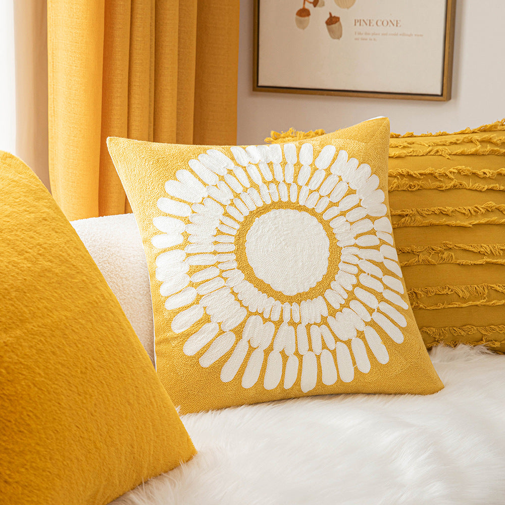 Golden Bloom Cushion Cover – 45×45cm | Yellow Throw Pillowcase (Multiple Styles)